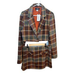 Two Piece Plaid Skirt Jacket Set